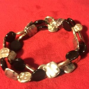 Black/brown/gold faux stone bracelet duo